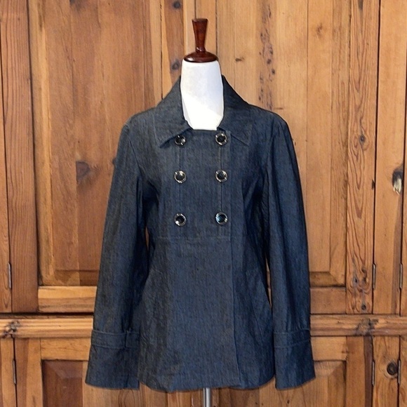 Sandro Sportswear Black Lightweight Double Breasted denim jacket Sz. MD - Picture 1 of 16